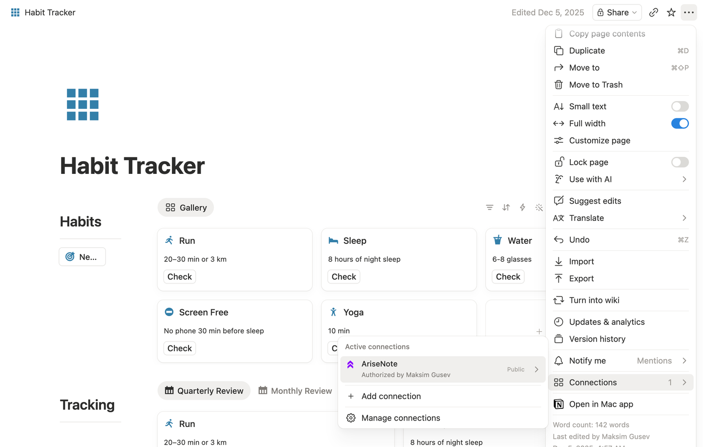 Sharing a Notion database with AriseNote